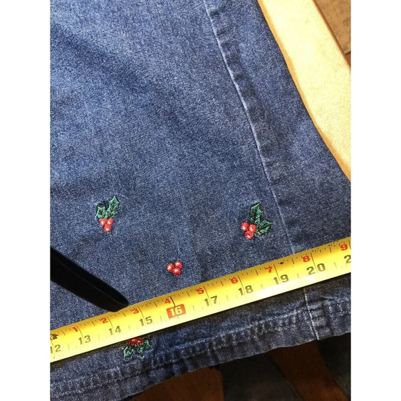 Vintage Jean Denim Skirt Embroidered Christmas Westbound Long Vented Modest - Picture 8 of 10
